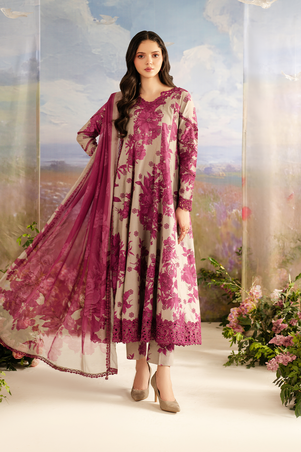 IZNIK SL-457 EMBROIDERED PRINTED LAWN