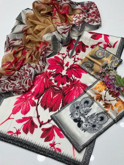 Lalusar Printed Silk 3pc Unstiched (3596)