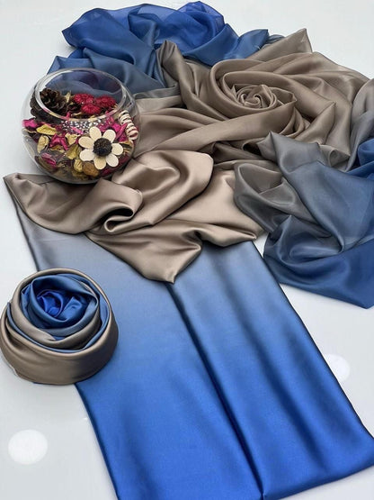 Sea Blue Silk Printed 3pc