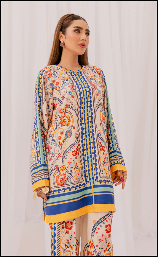 Lulusar Printed Silk 3pc Unstiched (7355)