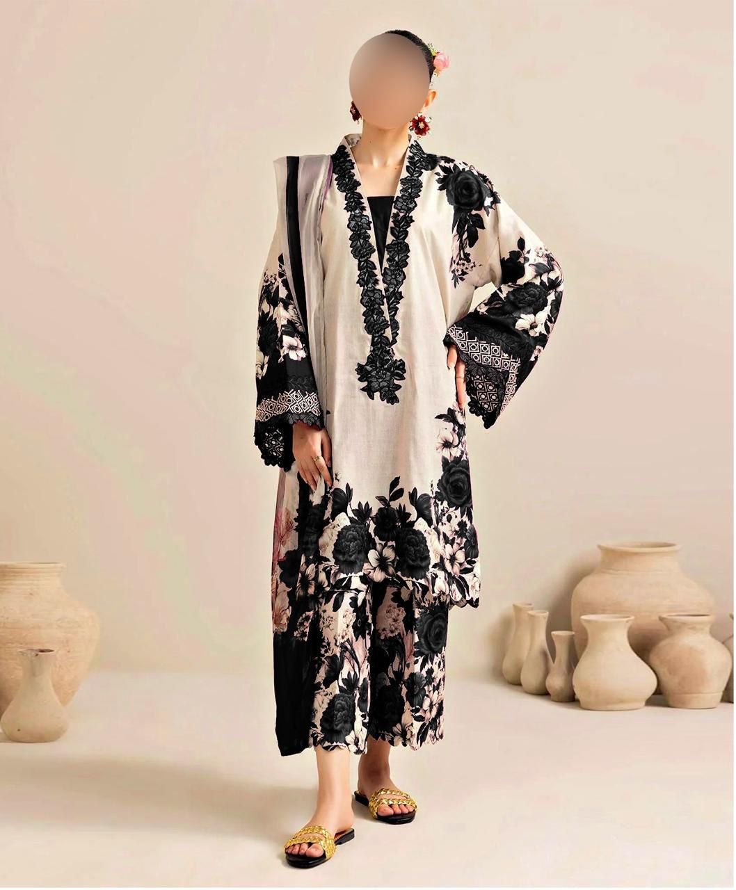 Adan Libas| B|Silk Printed 3pc Unstiched