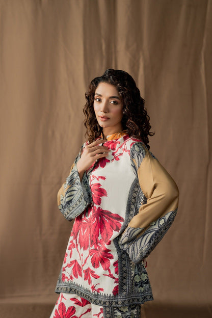 Lalusar Printed Silk 3pc Unstiched (3596)