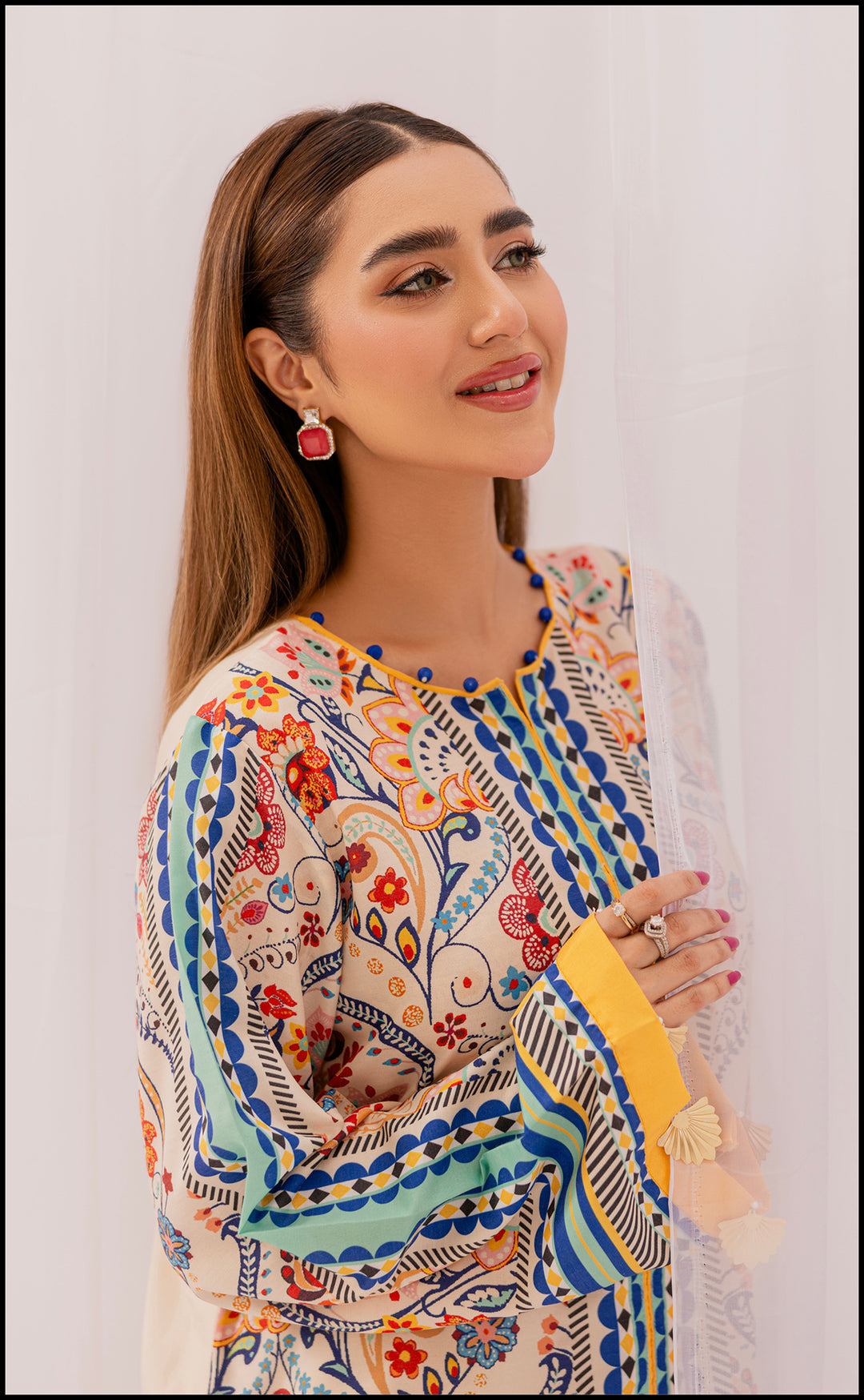 Lulusar Printed Silk 3pc Unstiched (7355)