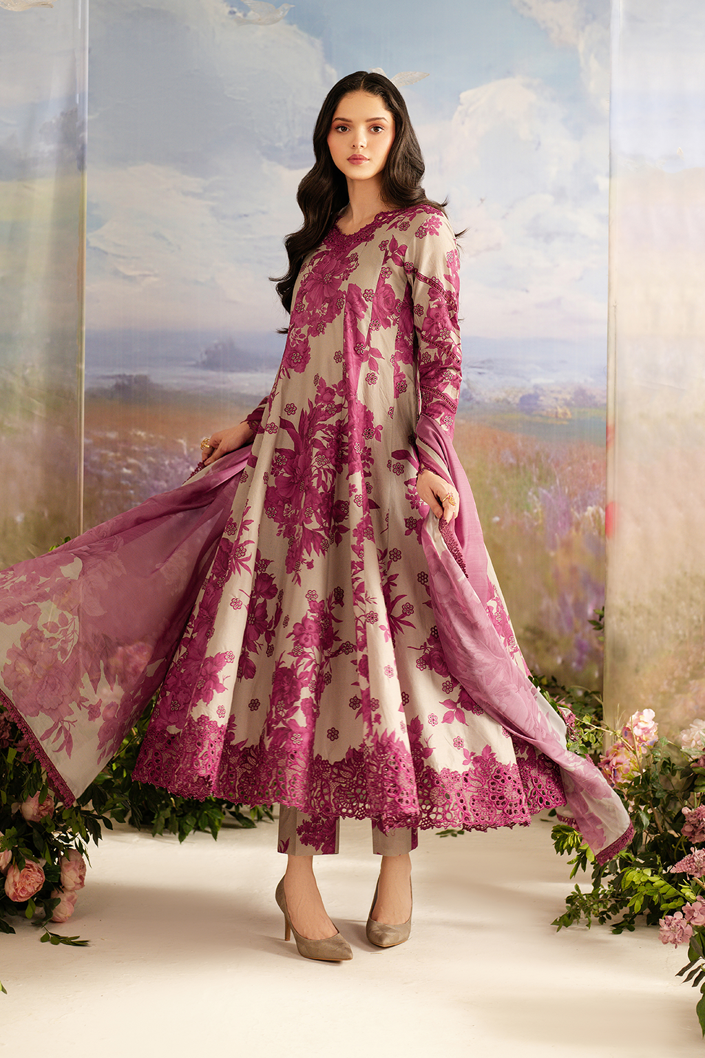 IZNIK SL-457 EMBROIDERED PRINTED LAWN