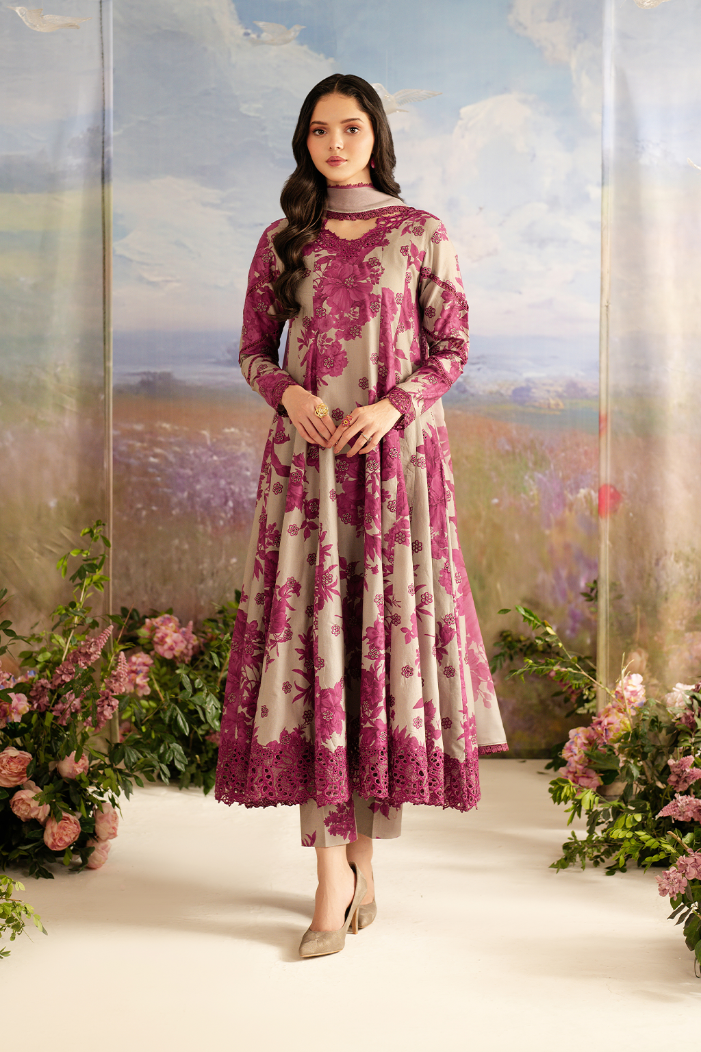 IZNIK SL-457 EMBROIDERED PRINTED LAWN