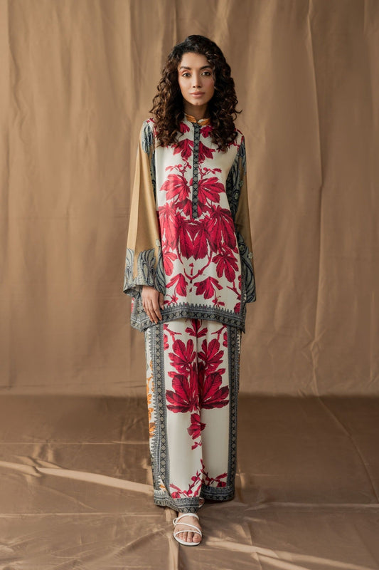 Lalusar Printed Silk 3pc Unstiched (3596)