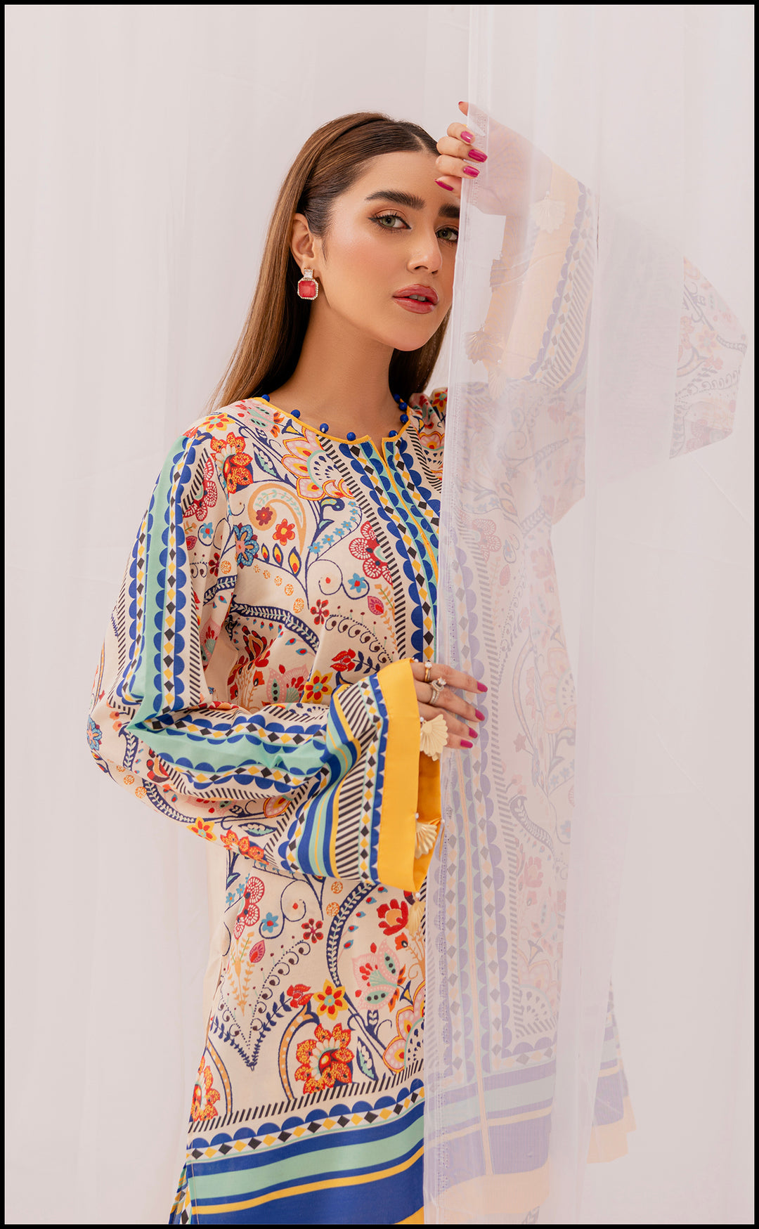 Lulusar Printed Silk 3pc Unstiched (7355)