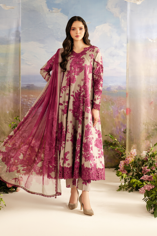 IZNIK SL-457 EMBROIDERED PRINTED LAWN